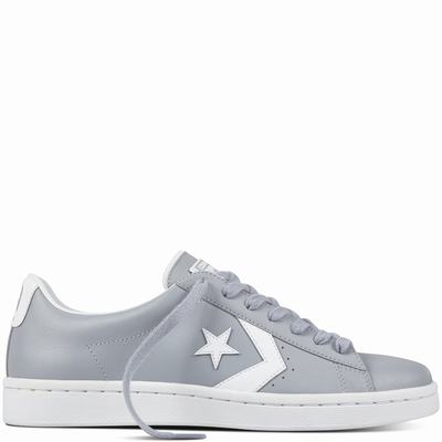Converse Pro Leather Low Tops Mens - Grey/White/White Shoes (777GUMCZ)